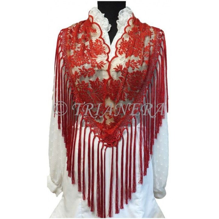 Embroidered Tulle (Red)