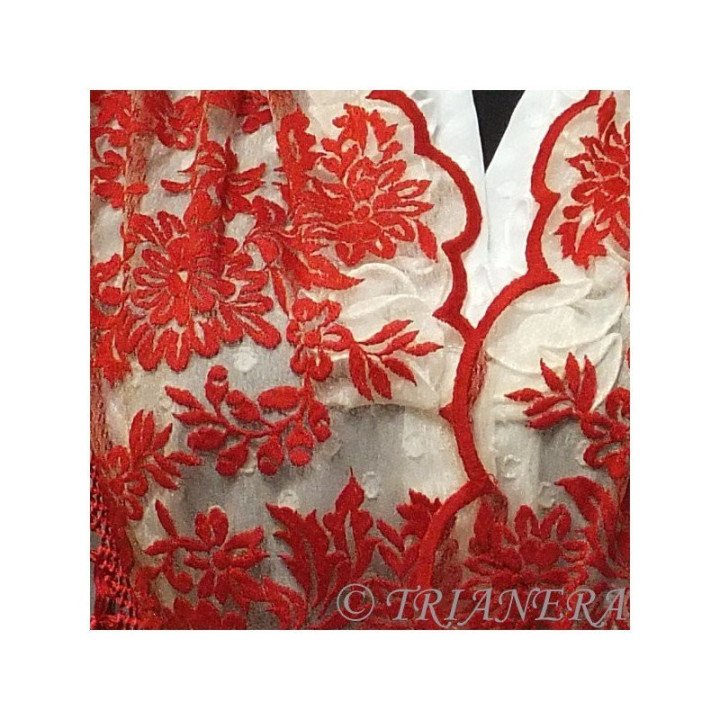 Embroidered Tulle (Red)